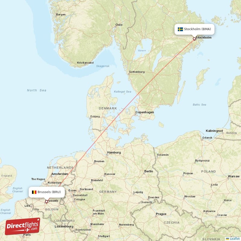 Direct flights from Brussels to Stockholm BRU to BMA non stop