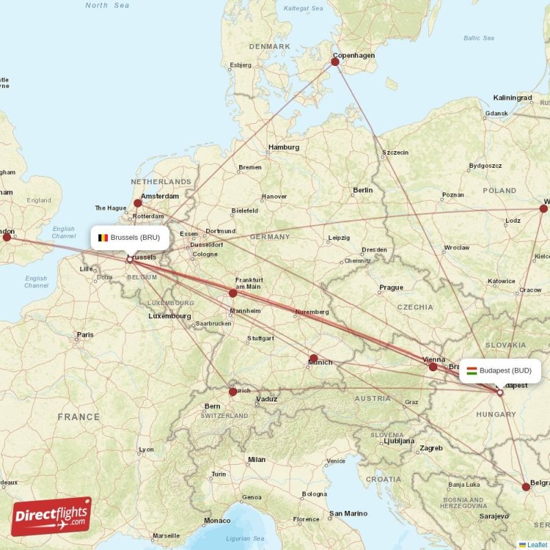 BRU - BUD route map