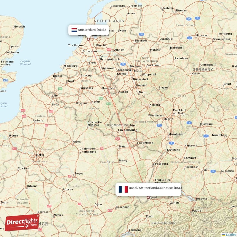 BSL - AMS route map