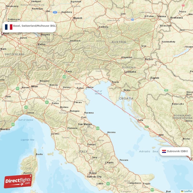 BSL - DBV route map