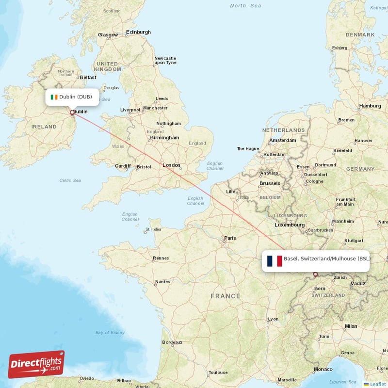 BSL - DUB route map