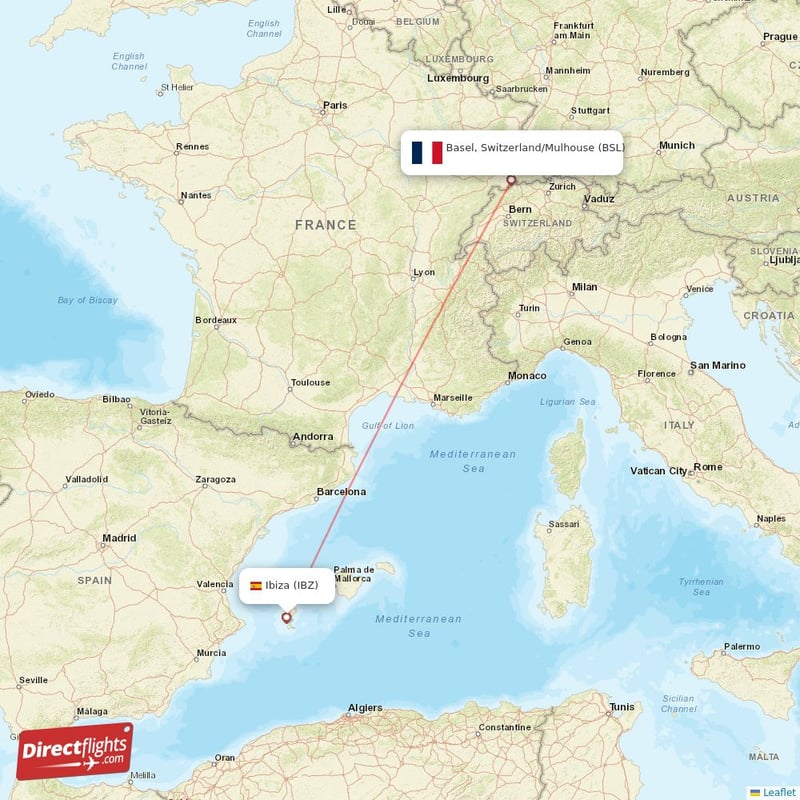 BSL - IBZ route map