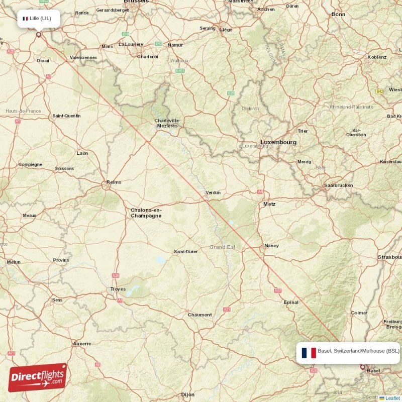 Direct flights from Basel, Switzerland/Mulhouse to Lille (BSL-LIL ...