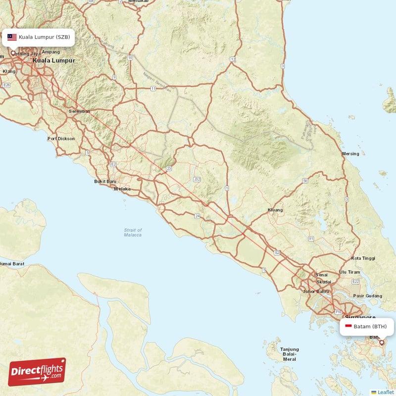 BTH - SZB route map