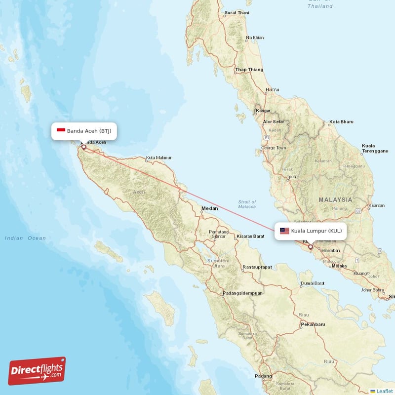 BTJ - KUL route map