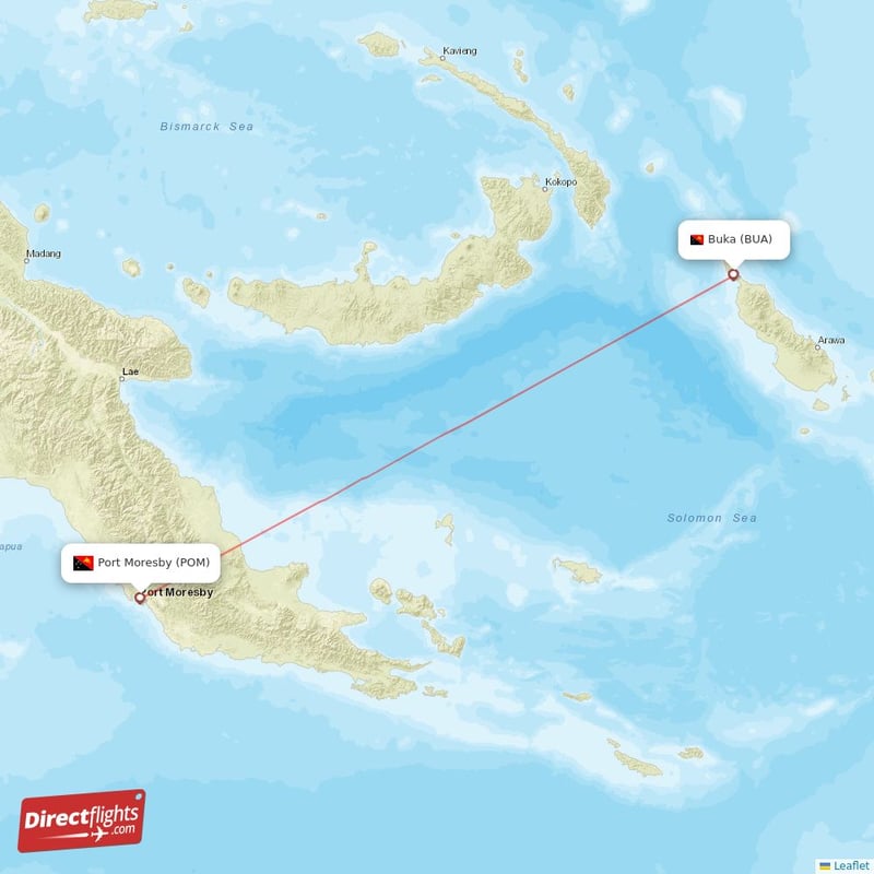 Direct Flights From Buka To Port Moresby, Bua To Pom Non-stop 