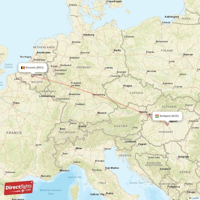 BUD - BRU route map