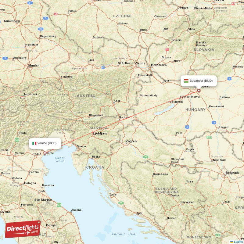 BUD - VCE route map