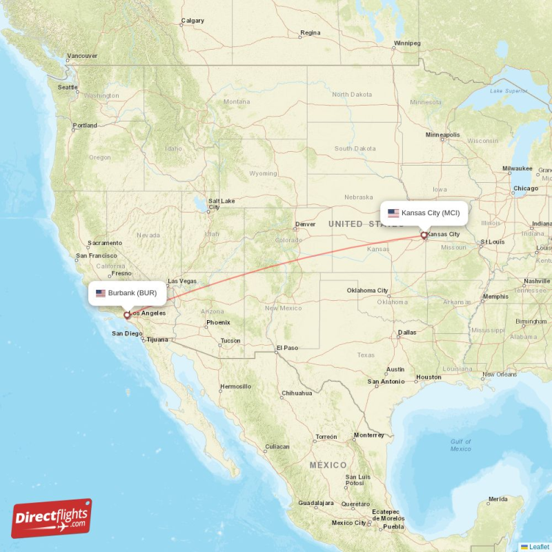 BUR - MCI route map