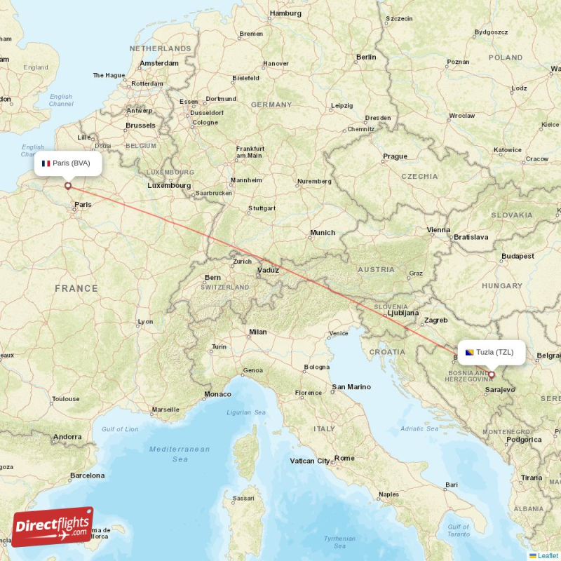 BVA - TZL route map