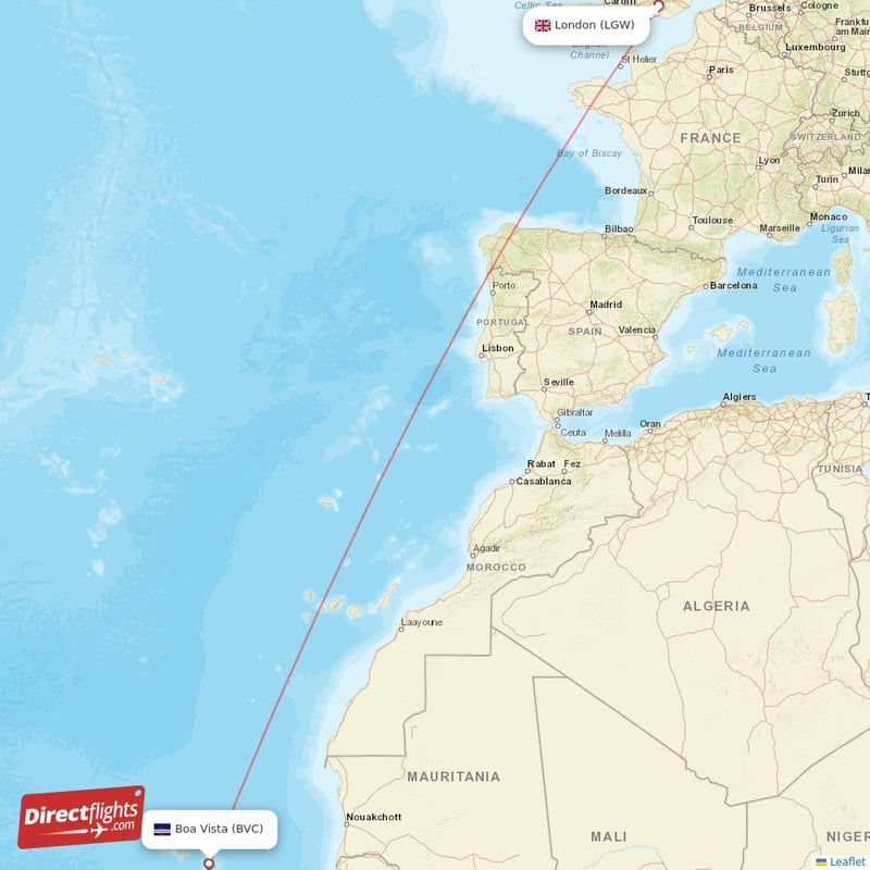 BVC - LGW route map