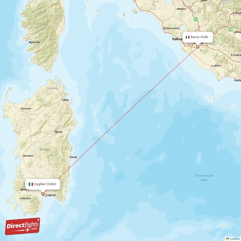 Direct flights from Cagliari to Rome CAG to CIA non stop