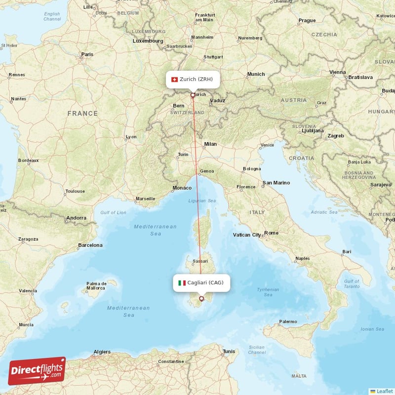 CAG - ZRH route map