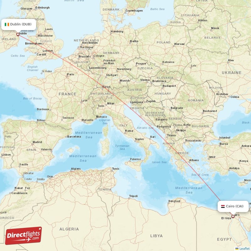 CAI - DUB route map