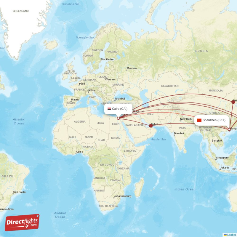 CAI - SZX route map