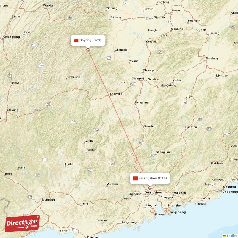 CAN - DYG route map
