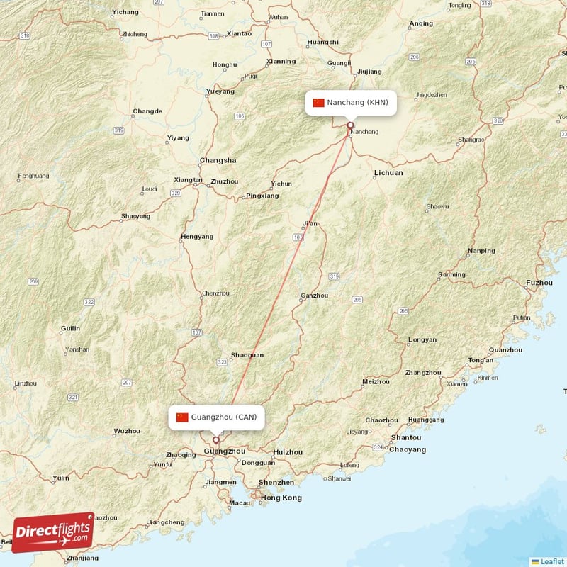 CAN - KHN route map