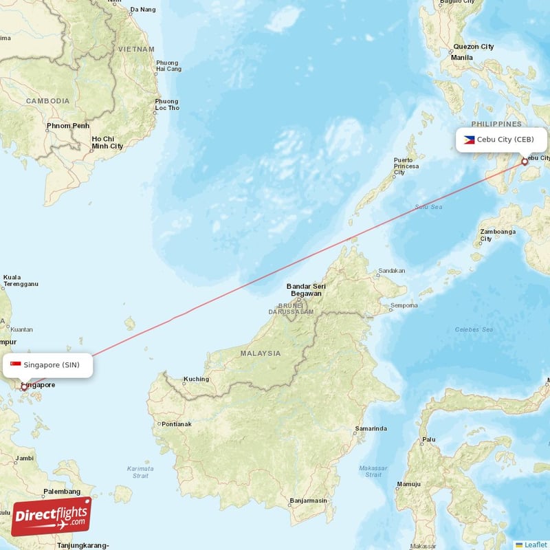 CEB - SIN route map