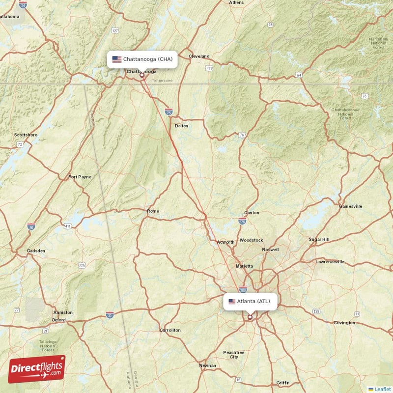 CHA - ATL route map