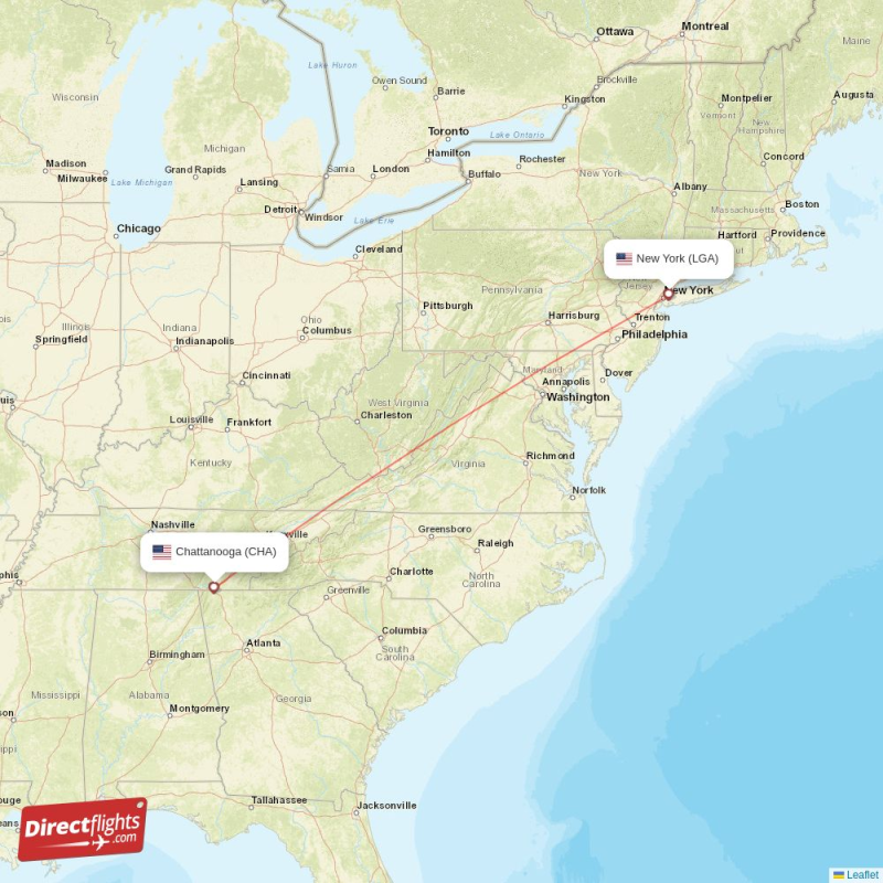 Direct flights from Chattanooga to New York (CHA-LGA) - Directflights.com