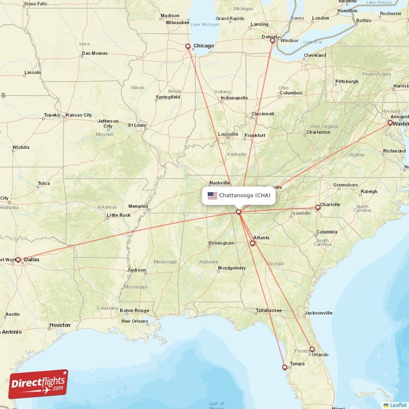 Direct flights from Chattanooga 10 destinations CHA USA