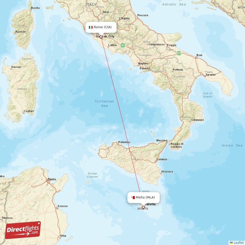 Direct flights from Rome to Malta CIA to MLA non stop