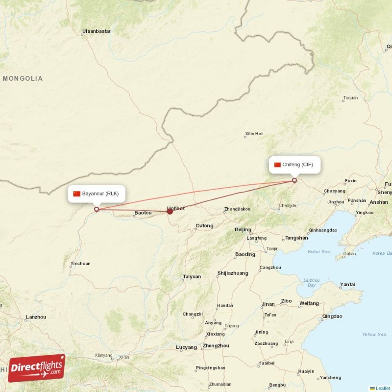 Direct flights from Chifeng to Bayannur, CIF to RLK non-stop ...