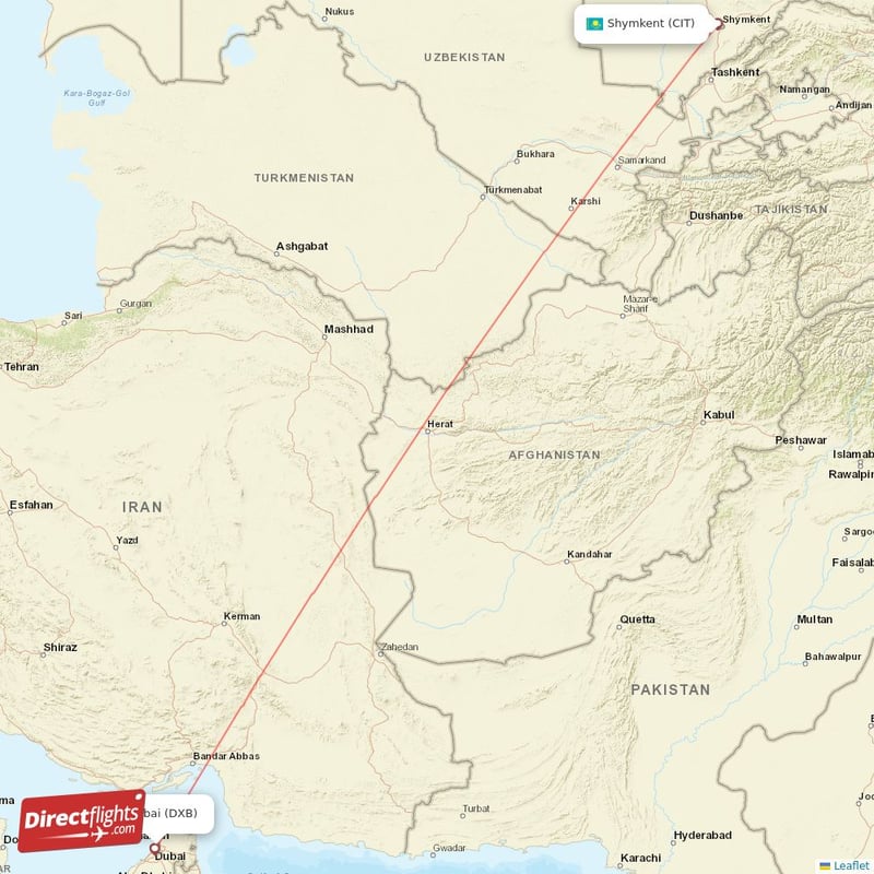 CIT - DXB route map