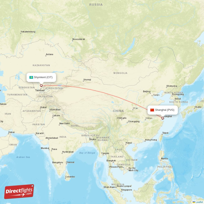 CIT - PVG route map
