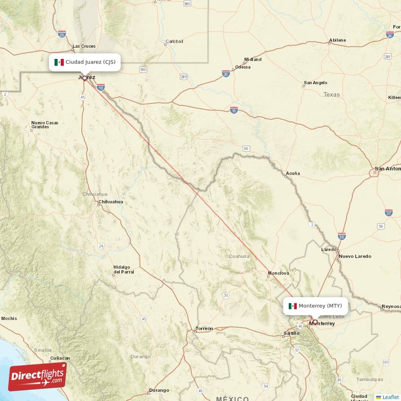 CJS - MTY route map