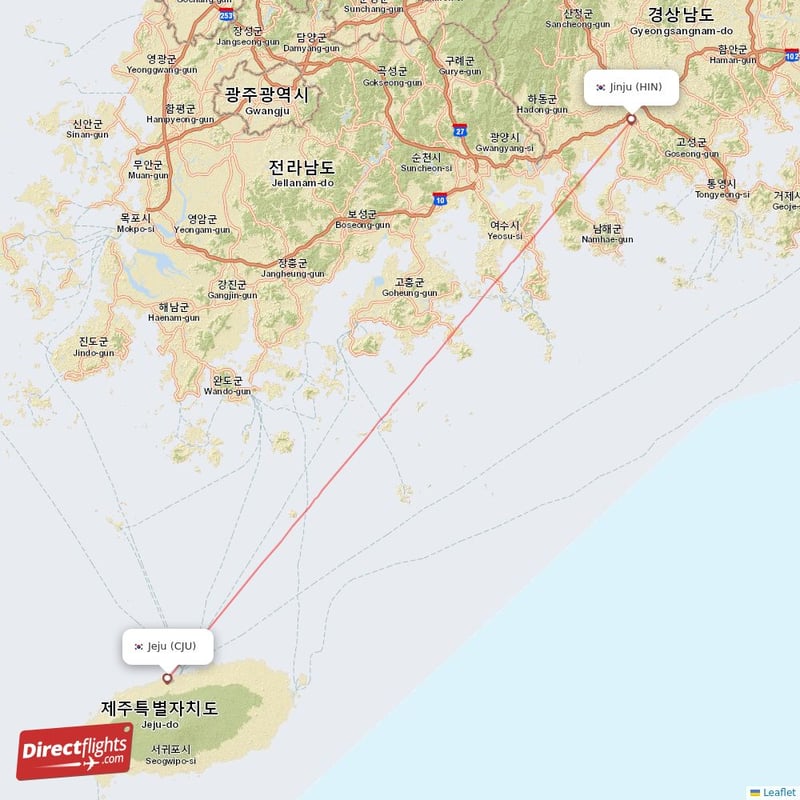 Direct flights from Jeju to Jinju, CJU to HIN nonstop