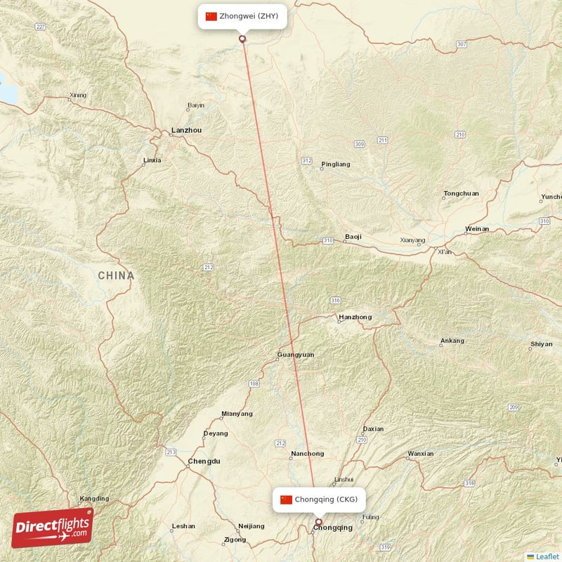 CKG - ZHY route map