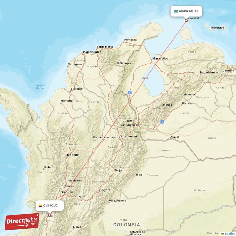CLO - AUA route map