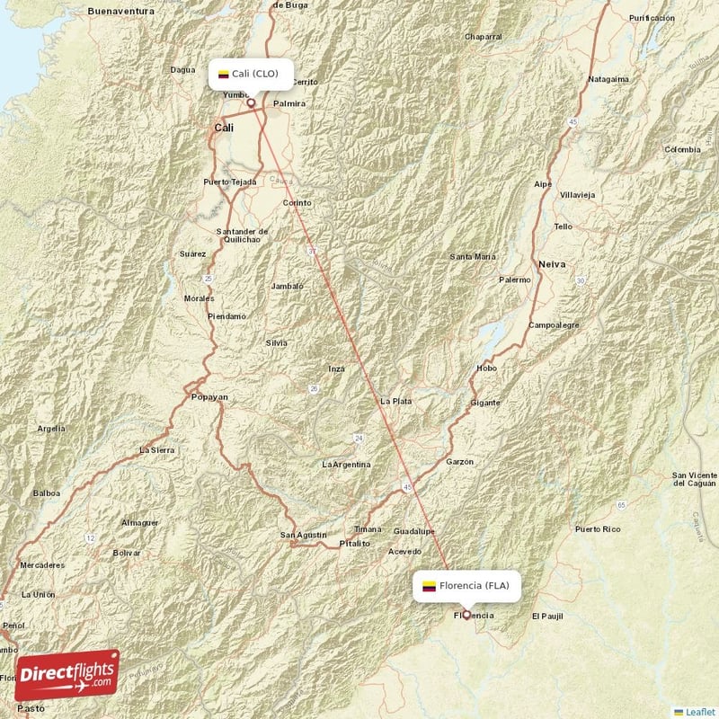 CLO - FLA route map