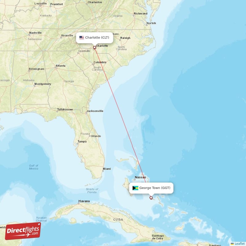 CLT - GGT route map