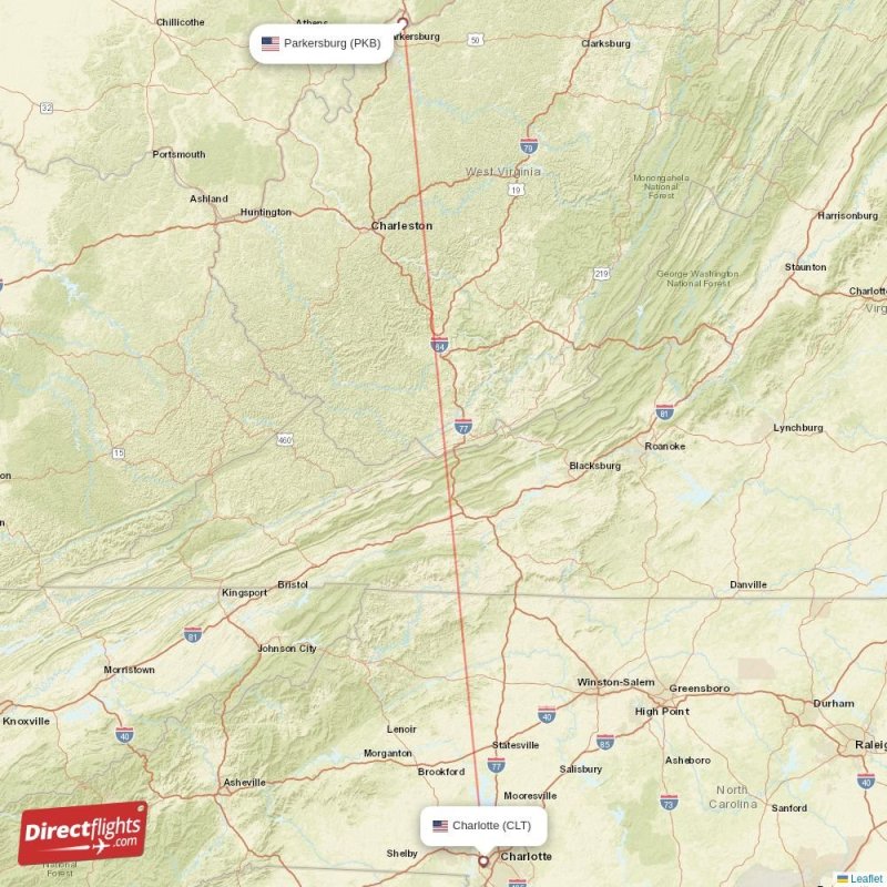 CLT - PKB route map