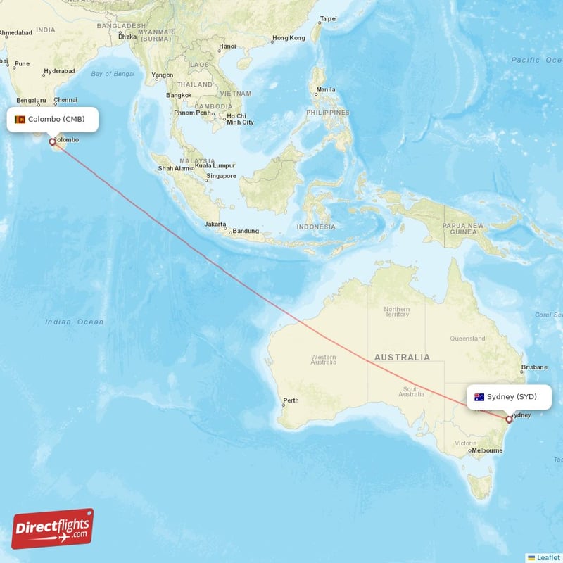 CMB - SYD route map