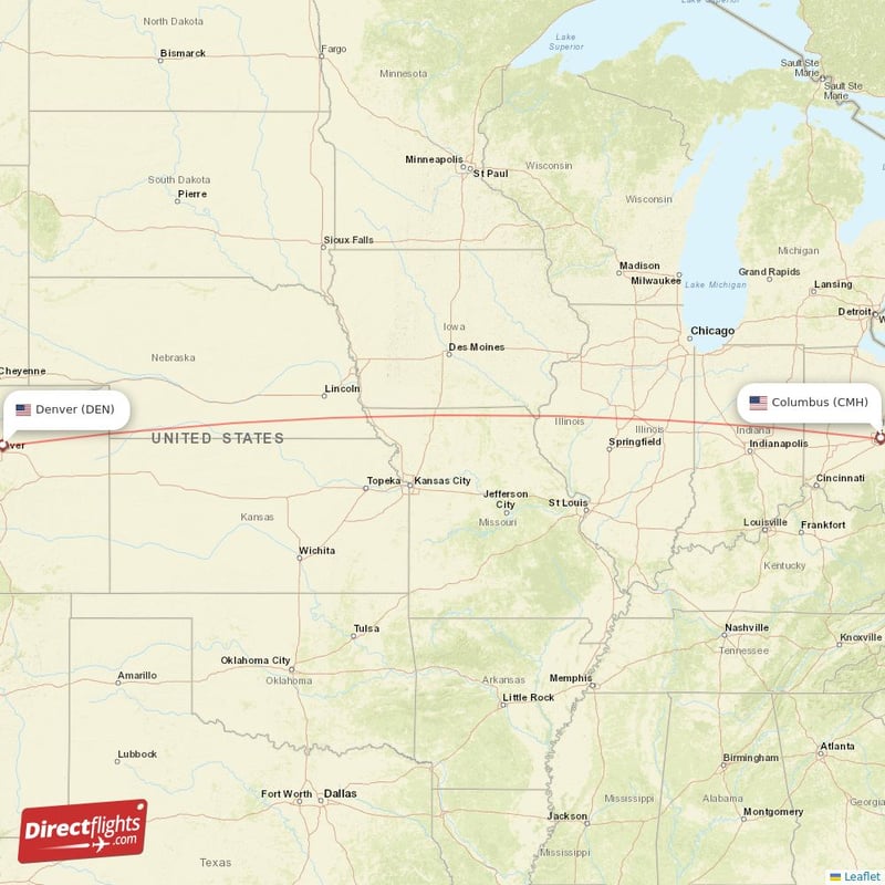 CMH - DEN route map