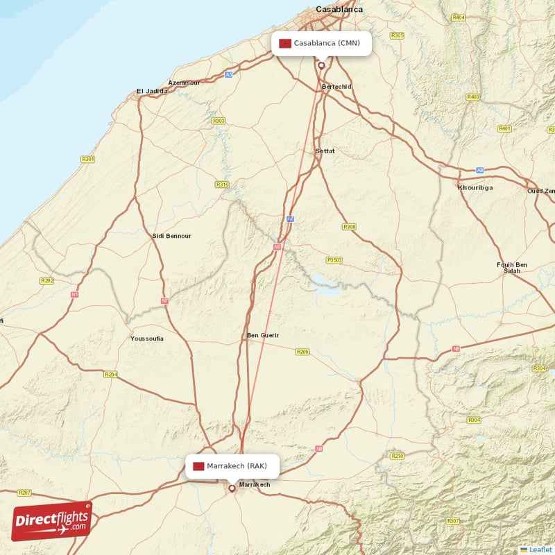 CMN - RAK route map