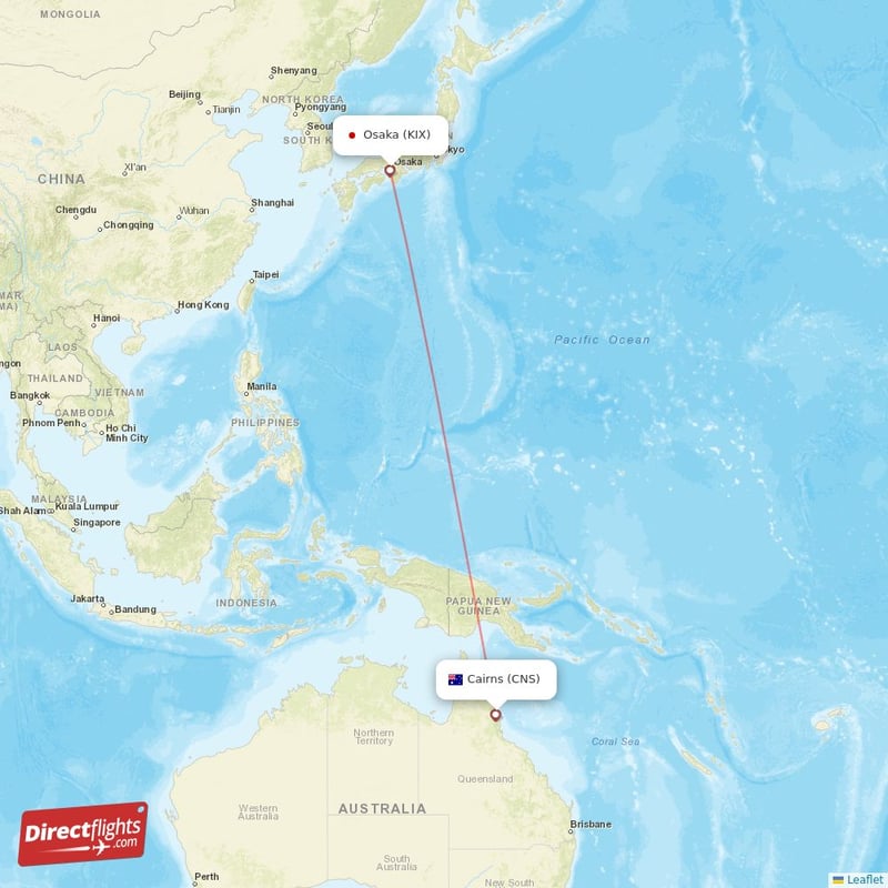 CNS - KIX route map