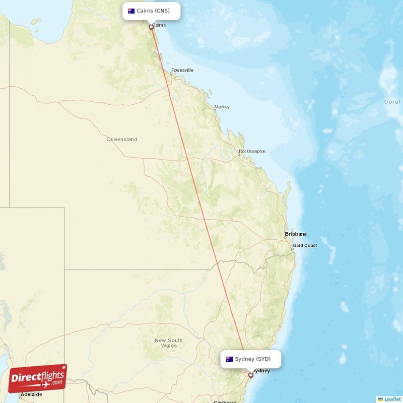 CNS - SYD route map