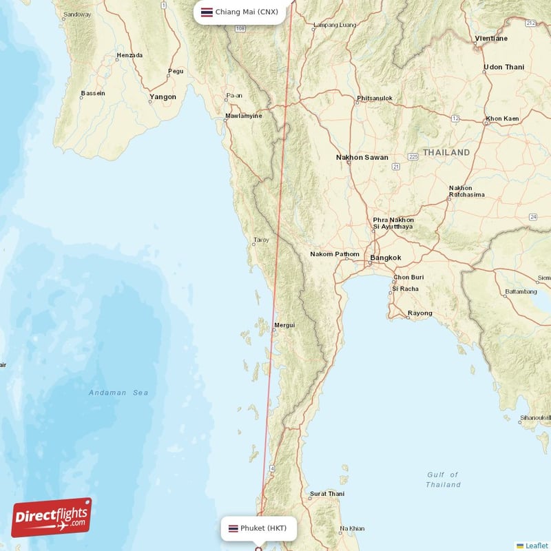 Direct flights from Chiang Mai to Phuket CNX to HKT non stop