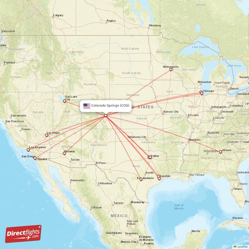 Direct flights from Colorado Springs 15 destinations COS USA