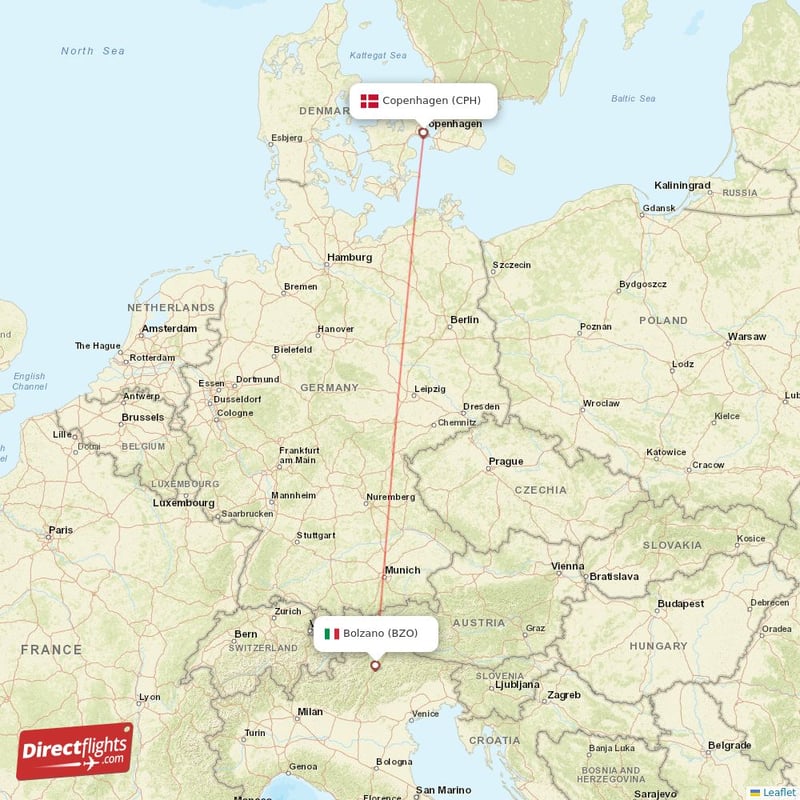 CPH - BZO route map