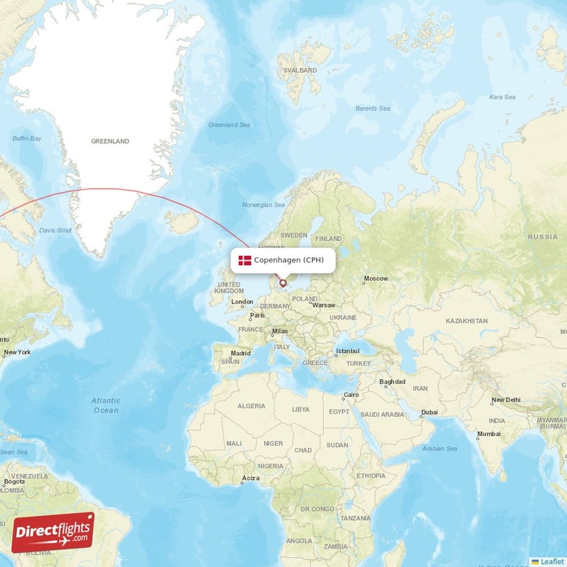 CPH - LAX route map