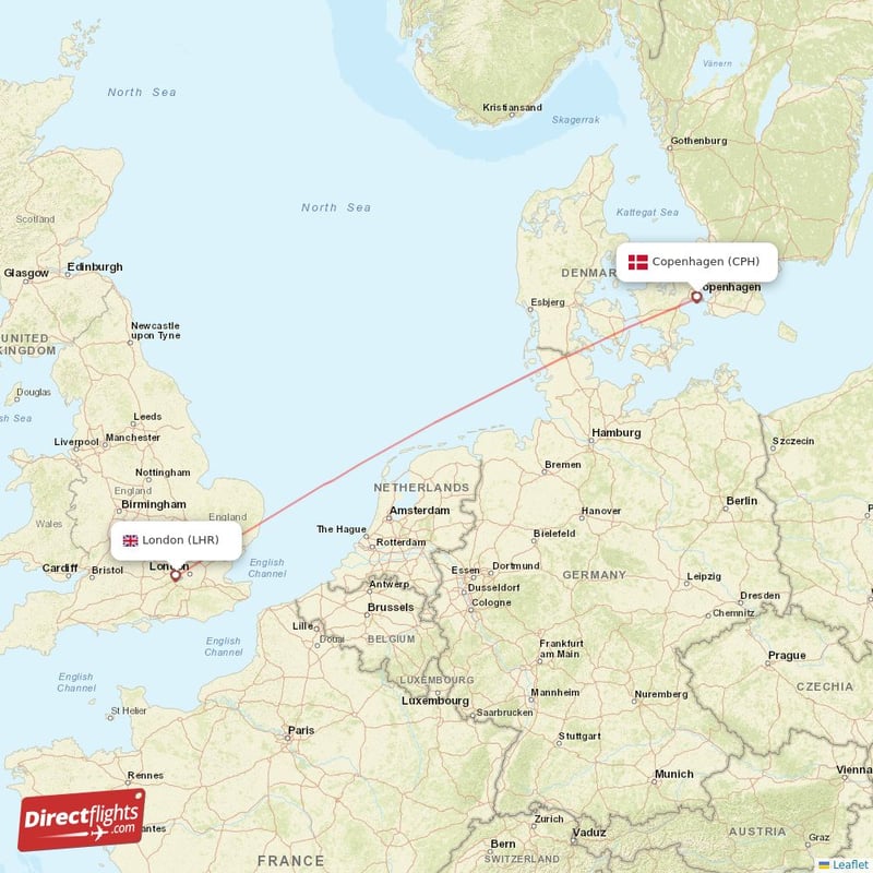 CPH - LHR route map