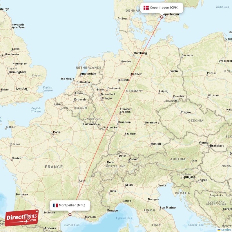 CPH - MPL route map