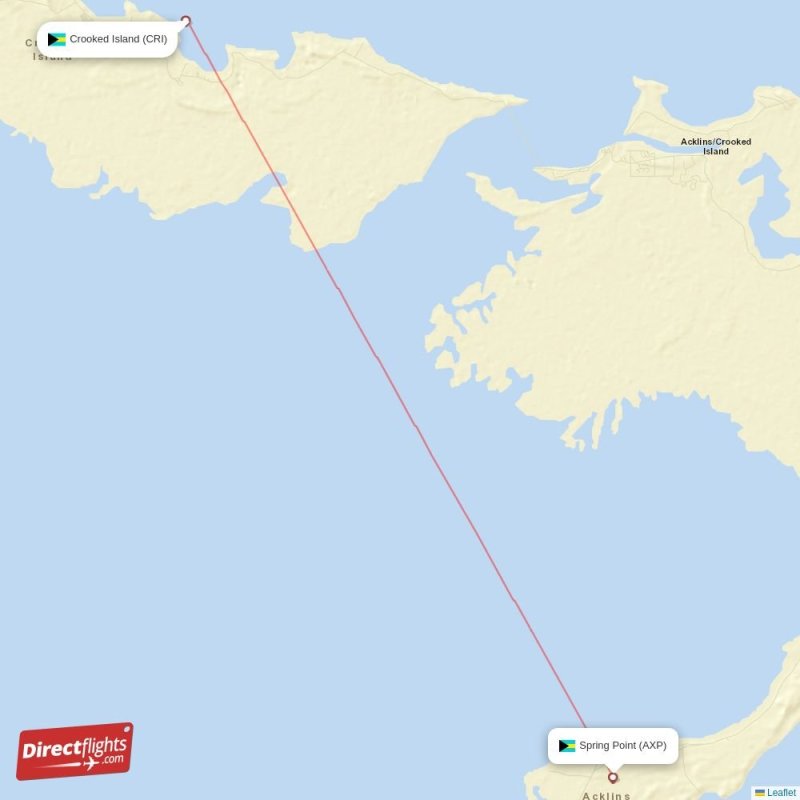 Direct flights from Crooked Island to Spring Point (CRI-AXP ...