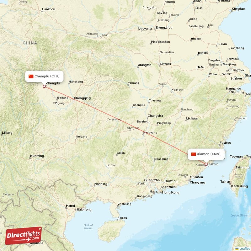 CTU - XMN route map