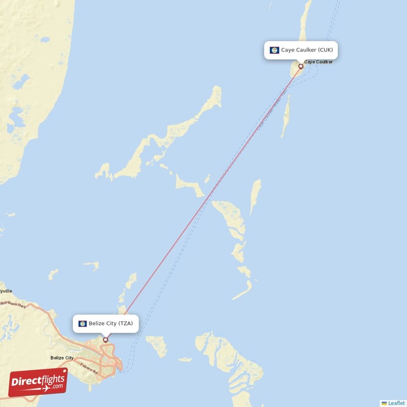 CUK - TZA route map